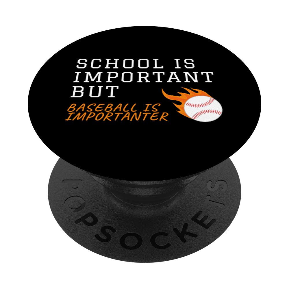 Funny School Is Important But Baseball Importanter Vintage PopSockets Grip and Stand for Phones and Tablets