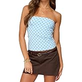 Women Polka Dot Tube Top Sleeveless Strapless Off Shoulder Bandeau Crop Tank Top Slim Fit Going Out Tops Streetwear