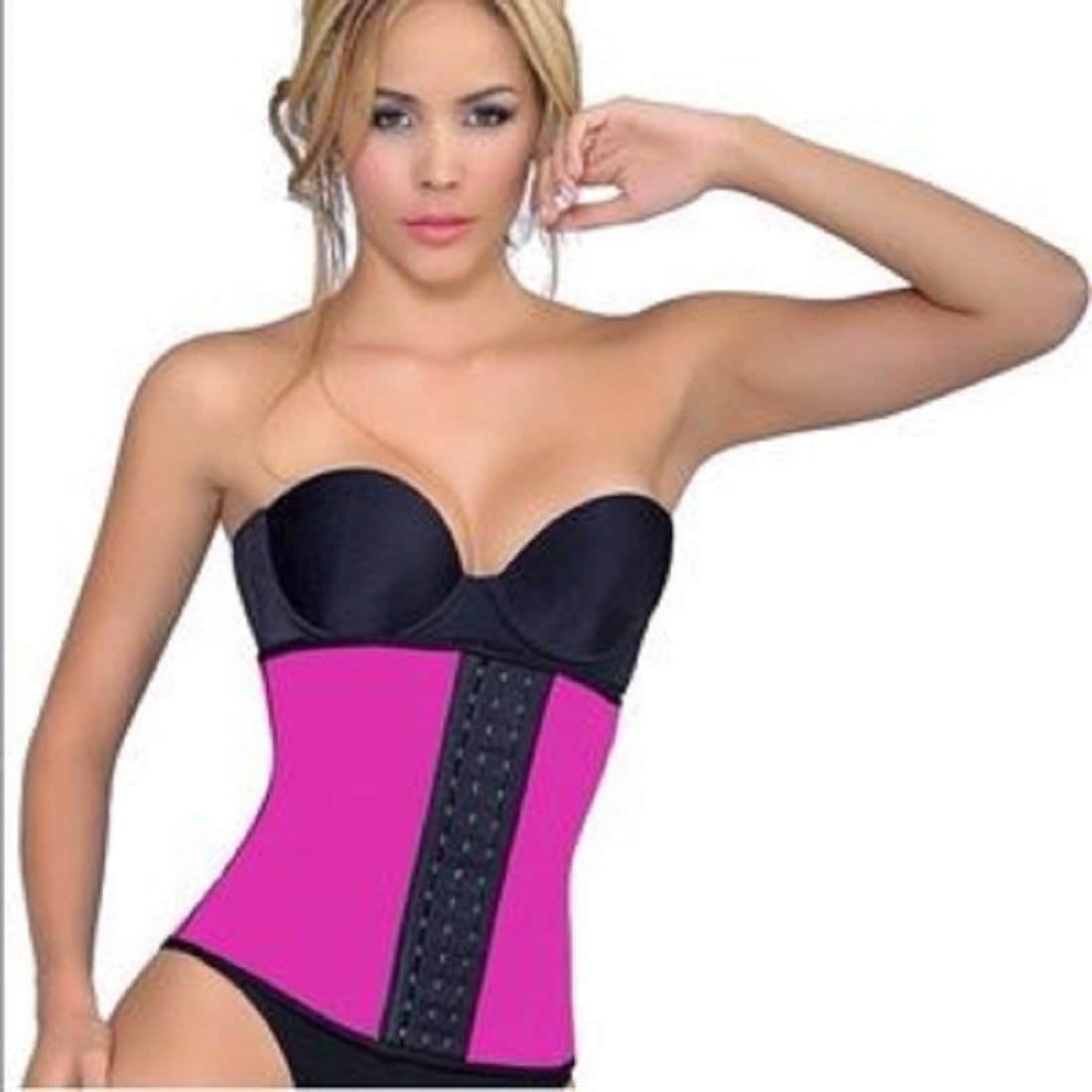 Raf Over Women's Waist Trainer Quality Latex 3 Hook Cincher Shapewear Faja PINK