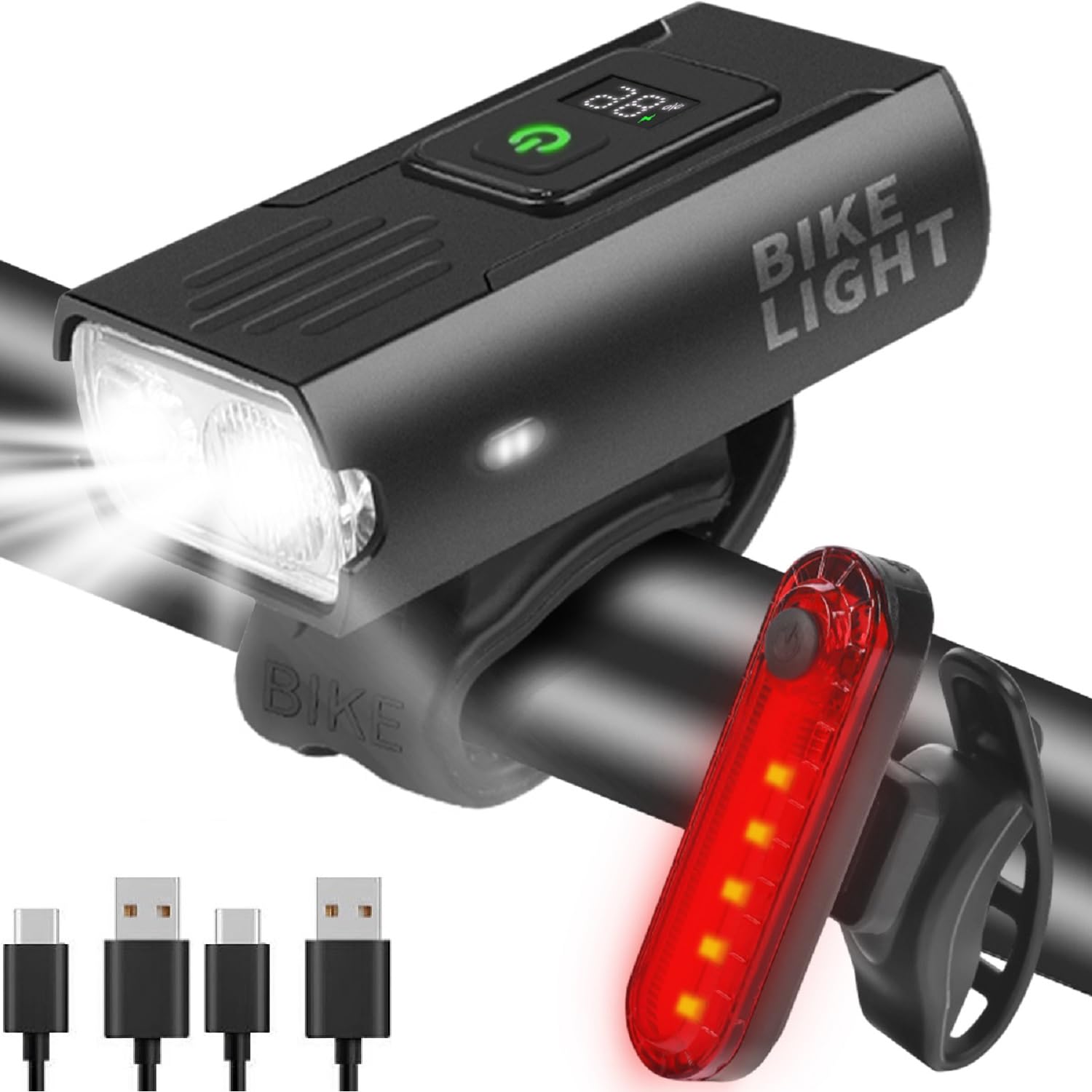 Photo 1 of Victoper Bike Light, Power Display Super Bright Bicycle Light, 6+4 Modes USB Rechargeable Bike Headlight & Tail Light Set, Waterproof Safety Bike Front & Rear Light for Mountain, Night Riding