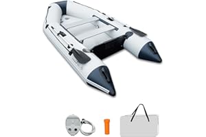 HEYBOARD 10FT Inflatable Dinghy Boat for 2–3 Adults Heavy-Duty Dinghy with Drop-Stitch Floor PVC Inflatable Raft with Motor Mount, Oars & Carry Bag Perfect for Fishing, Diving, or Recreation