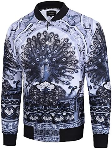 Men's 3D Printed Front Zipper Long Sleeve Baseball Uniform Jacket Pullover Coat