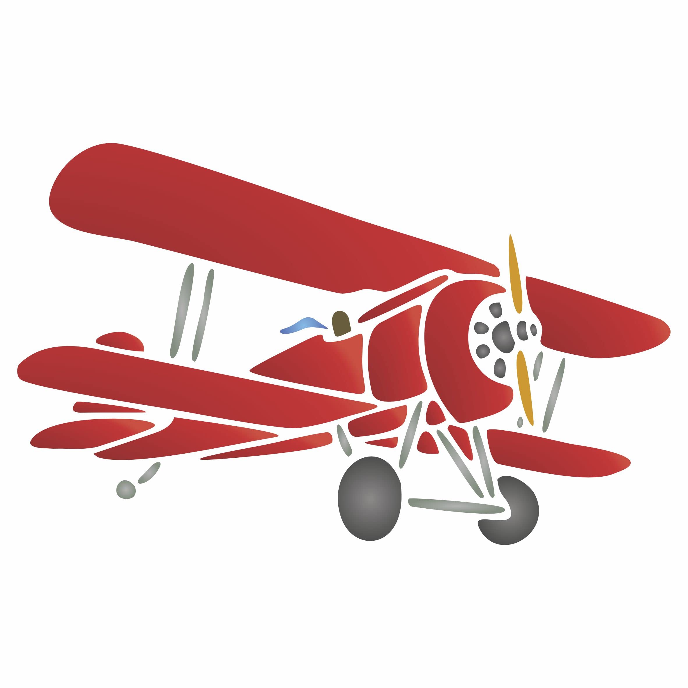 Vintage Plane Stencil, 25.4 x 15.24 cm (M) - Biplane Aeroplane Aircraft Stencils for Painting Template