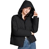 Wyeysyt Womens Cropped Puffer Jacket Warm Winter Quilted Jacket with Removable Hood Short Padded Coat