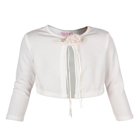 Edler Bolero creme beige Mädchen festlich langarm weicher Jerseystoff Jäckchen Weste Hochzeit Kommunion Weihnachten