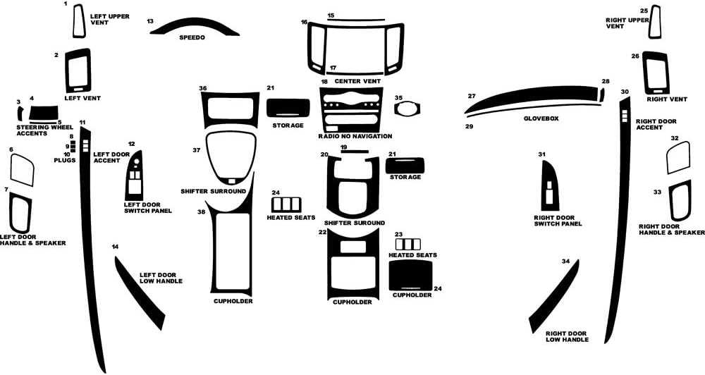 Rvinyl Rdash Dash Kit Decal Trim for Infiniti G37 2008-2009 (Convertible) - Carbon Fiber 4D (Black)