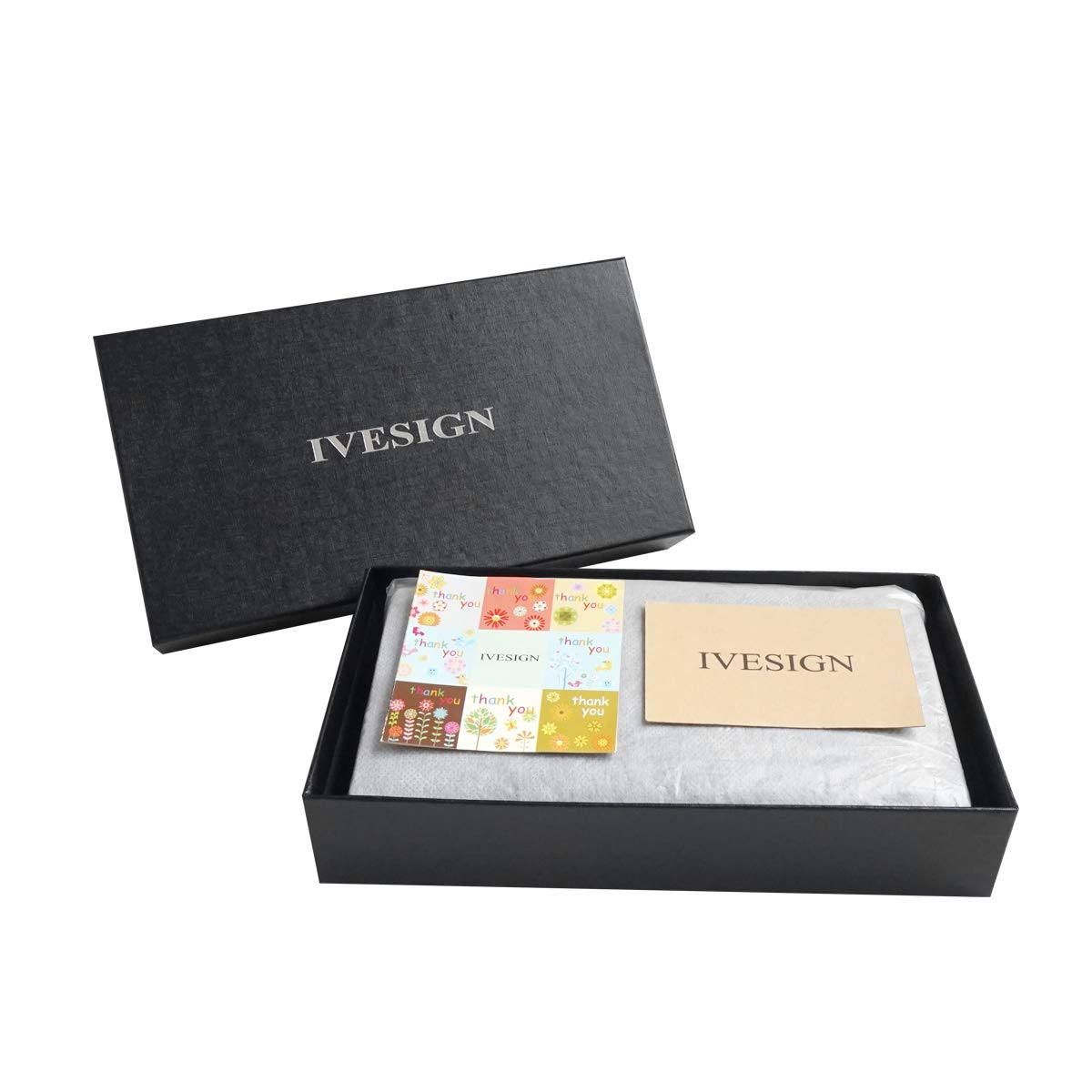 IVESIGN Womens Genuine Leather Wristlet Zipper Clutch Wallet RFID Blocking Credit Card Phone Holder Hand Purse Large Capacity (C-Black)