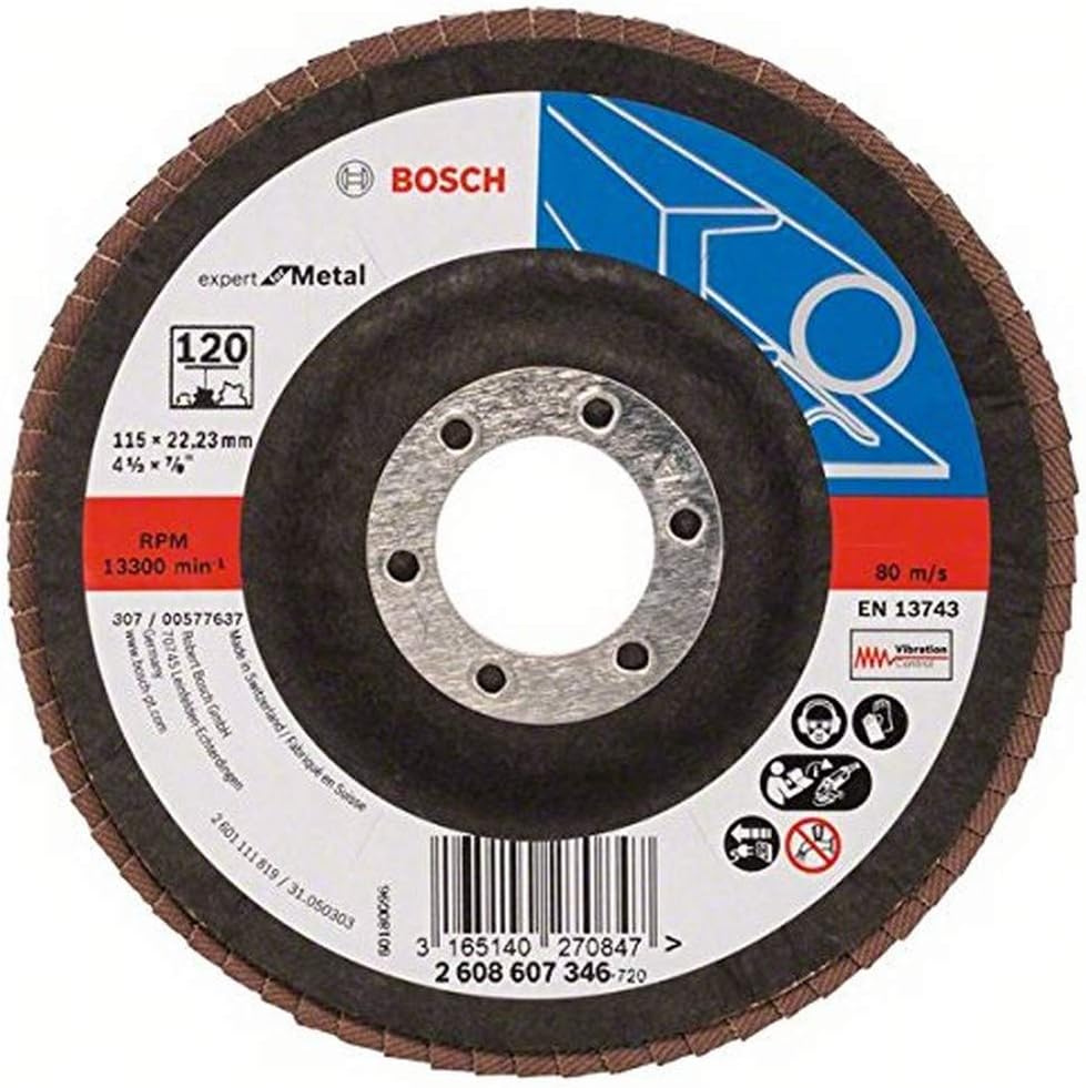 Bosch 2608607346 115 mm Flap Disc, Black/Brown, 1 piece
