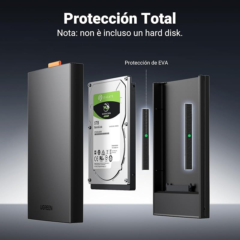 Carcasa Disco Duro 2,5" USB C con UASP 6Gbps