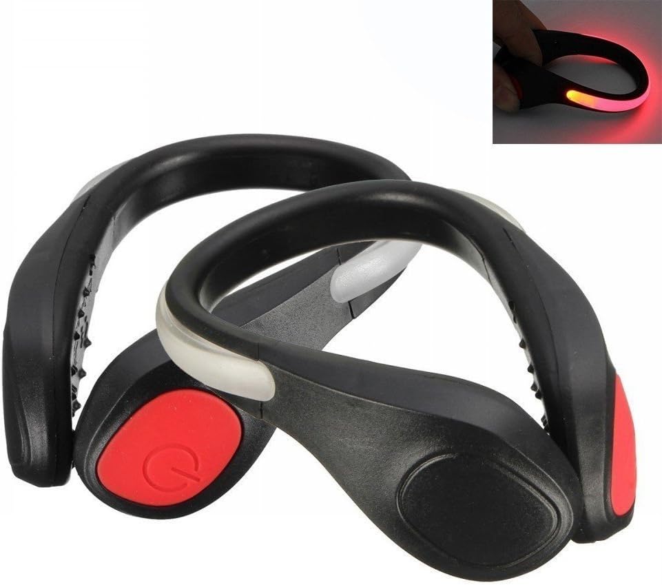 MFCreative 2PCS LED Luminous Shoe Clip Light Night Safety Shoe Light Warning, Great for Bike Cycling, Running, Sports, shopping, climbing (red)