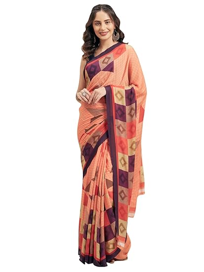Poly Georgette Printed Saree[S_GHENA7001SR01_Pink & Multi]