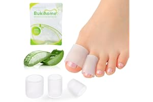 Bukihome Silicone Toe Protectors – 14 Pack Aloe Vera Extract Infused Silicone Toe Sleeve for Hammer Toes, Corns, Calluses, Blisters – Soft Gel Protector Toe Cushions for Pain Relief (Multi-Size)