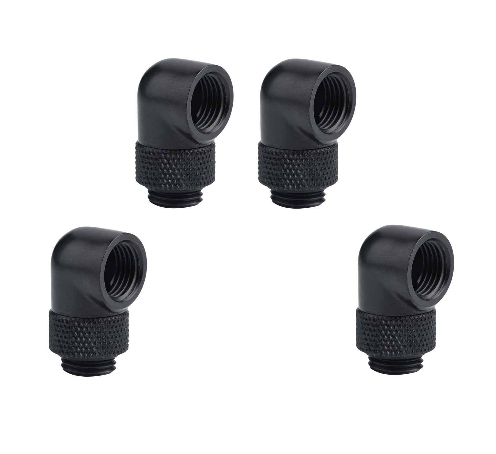 Tiardey 4 Pack G1/4inch Male to Female Extender Fitting 90° Rotary Enhance Multi-Link Adapter Fitting for Computer Water Cooling System
