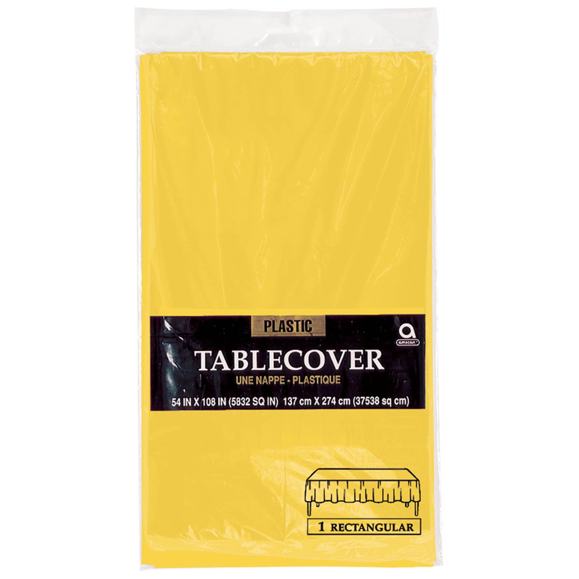 Amscan 77015-09 - Sunshine Yellow Plastic Lined Paper Party Table Cover - 1.37m x 2.74m