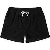 JOTOOK Men's Casual Drawstring Corduroy Shorts Elastic Waist Summer Shorts with Pocket