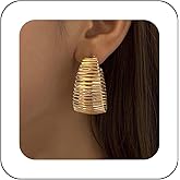 Andelaisi Boho Wide Circle Hoop Earrings Gold Wide Circle Huggies Hoop Earrings Vintage Circle Drop Dangle Earrings Geometric Chunky Open Circle Earrings Jewelry for Women