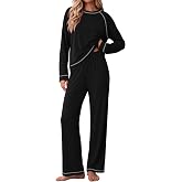 Ekouaer Womens Pajamas Long Sleeve Pjs Soft Loungewear 2 Piece Lounge Sets | Loose Pants with Pockets,Comfy Fall Winter Sleepwear