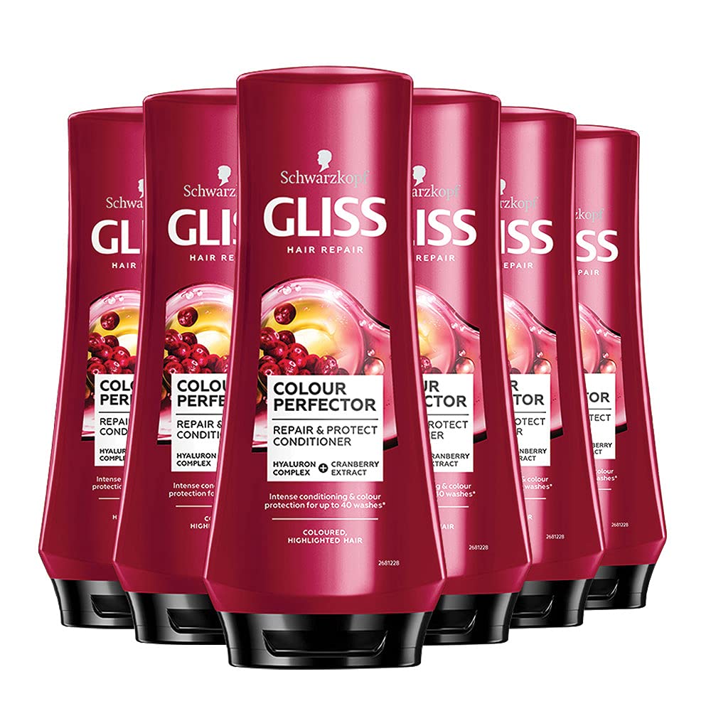 Schwarzkopf Gliss Colour Protect Conditioner, for Coloured Hair with UV Filter, Multipack 6 x 200 ml