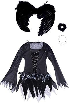 Amosfun Costume De Femme Diable Vampire Ailes De Diable Bandeau Sexy Angel Dress Halloween Party Dress Up 3pcs Amazon Fr Jeux Et Jouets