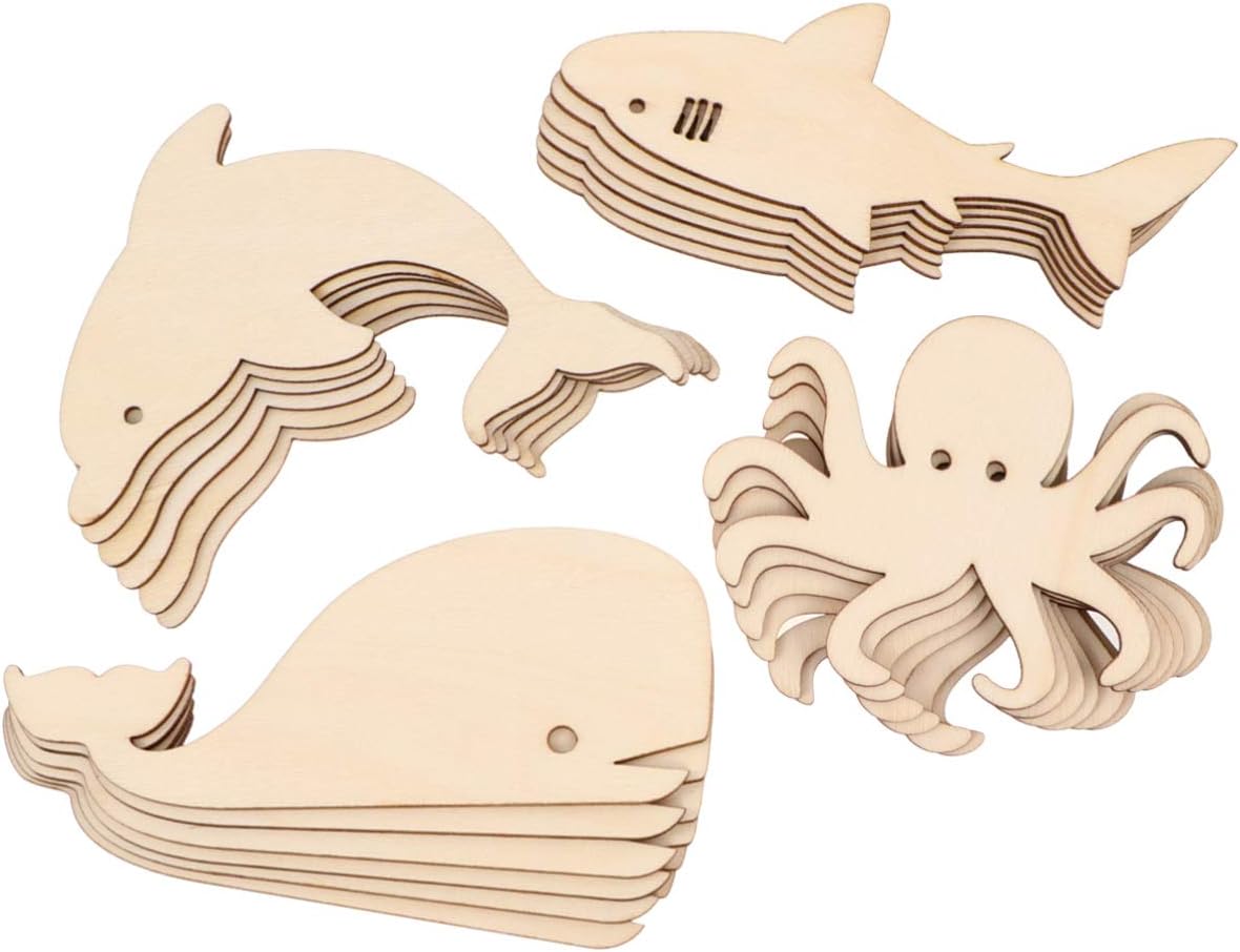 unfinished wooden animals