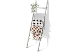 6-Tier Blanket Ladder Wooden, 170CM Blanket Quilt Holder Rack Decorative Ladder, Easy Assembly, Rustic Farmhouse Ladder Shelf