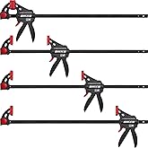 SIIIXS Professional 4-Pack Bar Clamps for Woodworking with GS Certificate, 24" Quick-Release Ratcheting F Clamps with 177 LBS