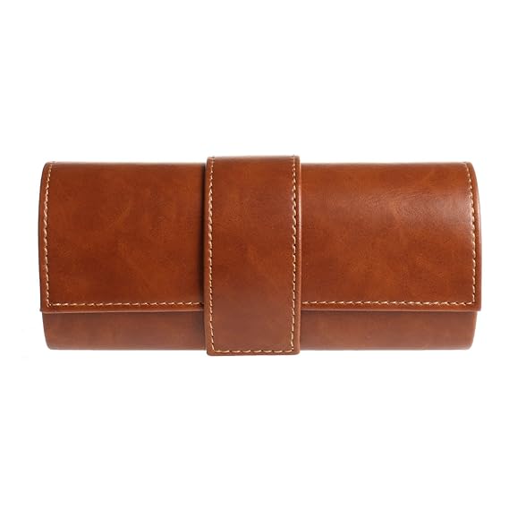 LogHog Hard Eyeglass Leather Case With Belt Clip For Reading