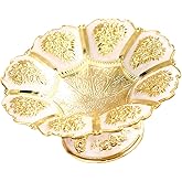 UPKOCH Gold Metal Fruit Plate 7X7 Inch European Style Decorative Footed Tray for Home Dining Table Candy Snacks Serving Dessert Dish