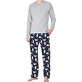 SLEEPHERO Men’s Pajama Set – Soft Long Sleeve Top & Fleece Pants – Sleepwear – Breathable Year-Round Lounge Set