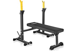 Bench Press, CANPA Olympic Weight Bench with Squat Rack Workout Bench Adjustable Barbell Rack Stand Strength Training Home Gym Multi-Function