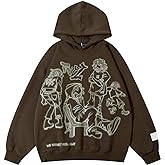 COOLMONAR Mens Cartoon Graphic Hoodies Streetwear Hooded Sweatshirt Pullover Hip Hop Fashion Y2K Hoodies Unisex