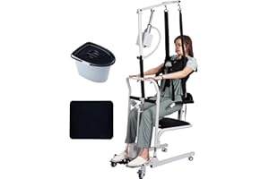 Hurchen Electric Patient Lift Transfer Chair, Patient Lift for Home Battery Powered|One Key Lift Aids|180° Split Seat|Large Capacity Commode|Transfer Chairs for Seniors