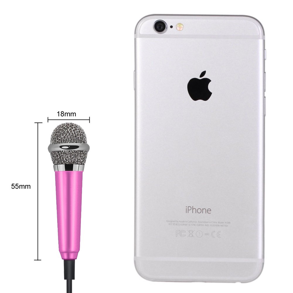Kathy Universal Mini Microphone with Omnidirectional Stereo Mic for Voice Recording,Chatting and Singing on Apple Phone,Android Cellphones,Smartphone (Rose Red)