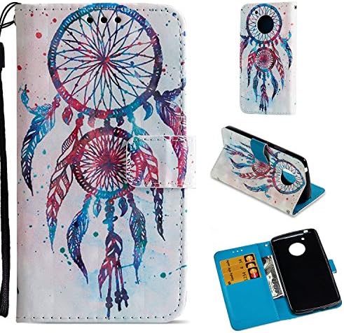 Moto E4 Case (U.S. Edition) 3D Relief PU Leather Wallet Flip Cover with Credit Card Slot and Kickstand Magnetic Folio Case for Motorola Moto E4 / Moto E (4th Generation) (Color wind bell)