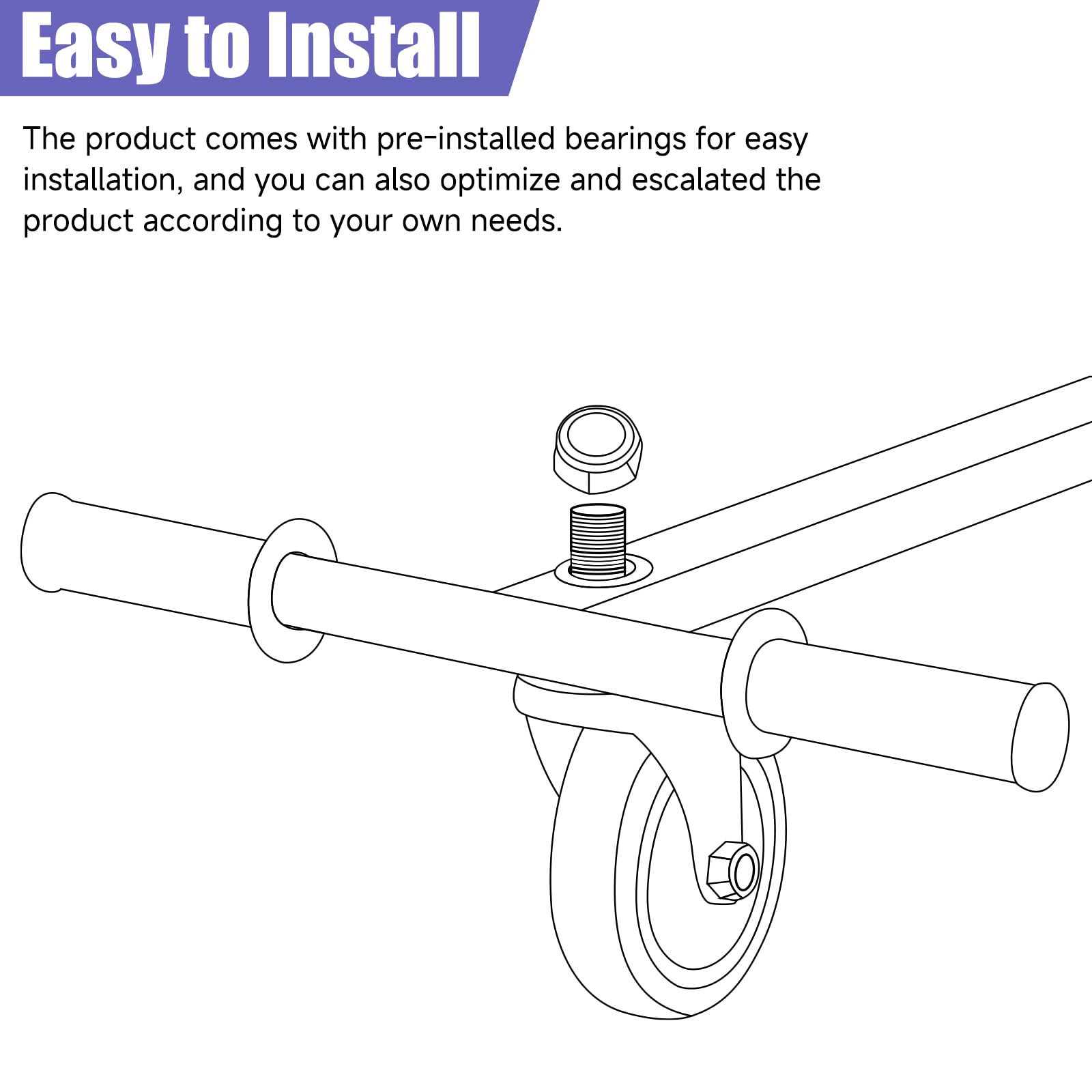 Front 4'' Quiet Rubber Wheel Replacement for Hoverboard Seat Attachment Hoverboard Go Kart Attachment Straps with Metal Mounting Plate Kit for Hover board Go Kart Accessories Parts Single Bolt