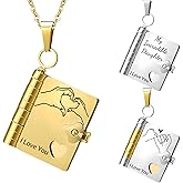 LIUBAI My Incredible Daughter Book Necklace for Daughter Gifts from Mom Dad, Necklaces for Women Openable with 6 Pages of Engraved Information Birthday Day Gift Graduation Jewelry for Love