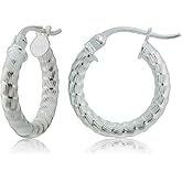 Hoops & Loops Sterling Silver 2.5mm Textured Small Round Hoop Earrings