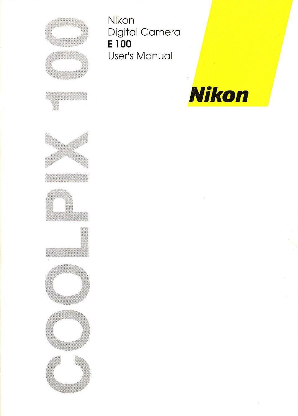 Nikon Coolpix E 100 ORIGINAL User's Manual Paperback – 2000