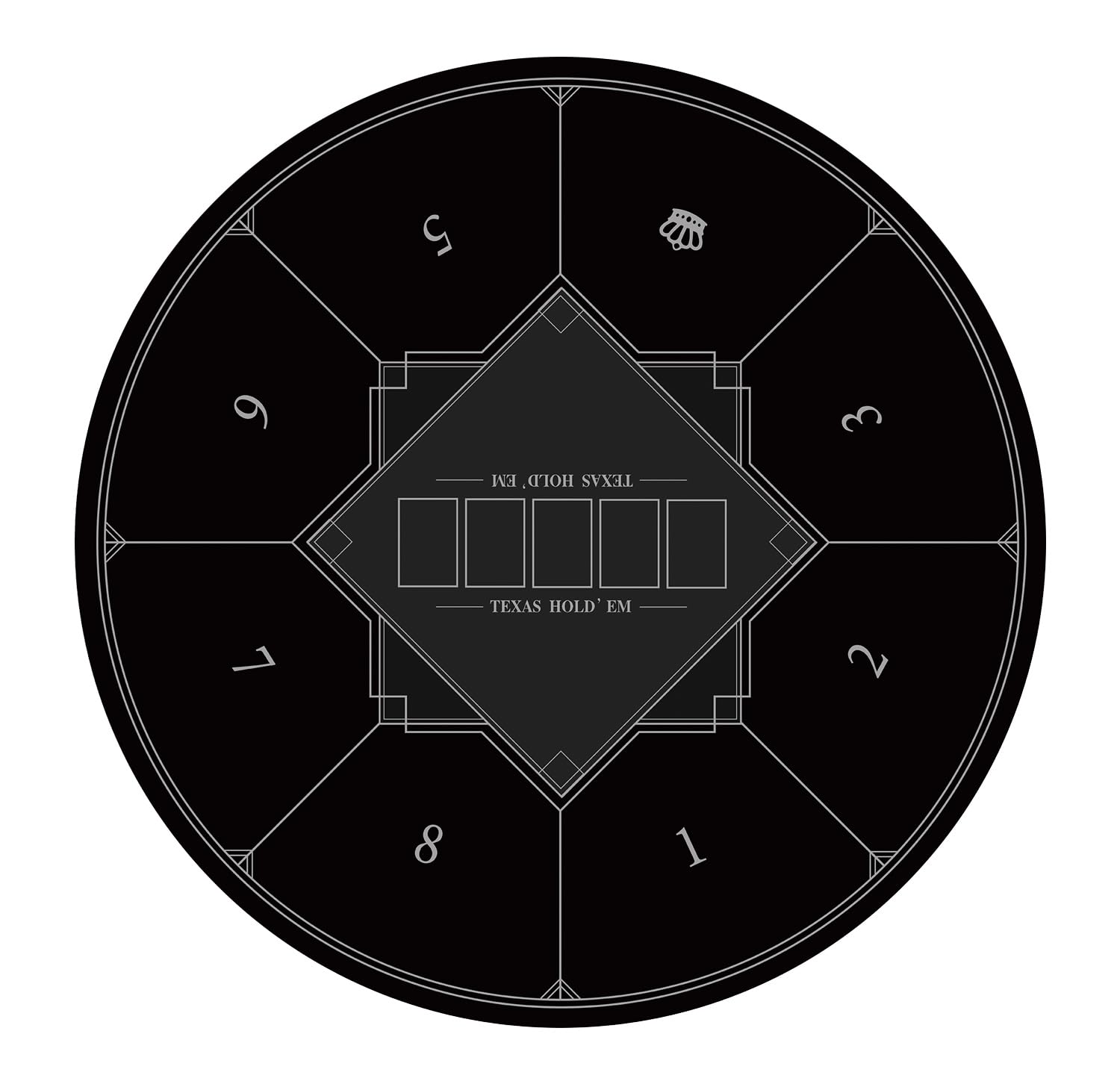 LaiEr Round Poker Mat, 24/31/39/47/55/63 inch 6-10 Person Texas Poker Rubber Mat, Foldable Tabletop, Portable Poker Tabletop, Suitable for Poker Games, Blackjack, Casino Layout.