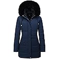MOERDENG Women's Winter Puffer Coat Thicken Fleece Lined Down Jacket Waterproof Faux Fur Detachable Hooded Parka