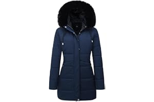 MOERDENG Women's Winter Puffer Coat Thicken Fleece Lined Down Jacket Waterproof Faux Fur Detachable Hooded Parka