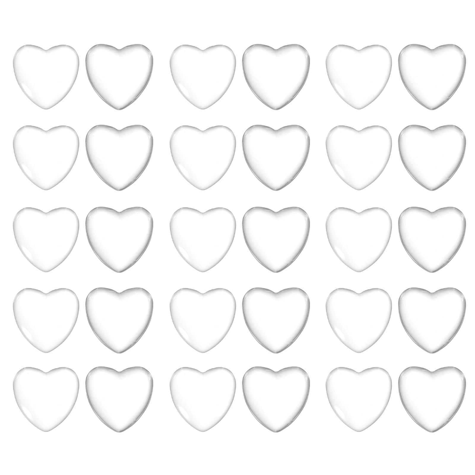 PATIKIL Transparent Glass Cabochons, 50Pcs 30x30mm Heart Shaped Glass Dome Tiles for Photo Pendant Jewelry Making, Clear