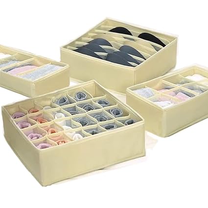 Set Of 4 Flodable Drawer Organiser Collapsible Closet Divider For