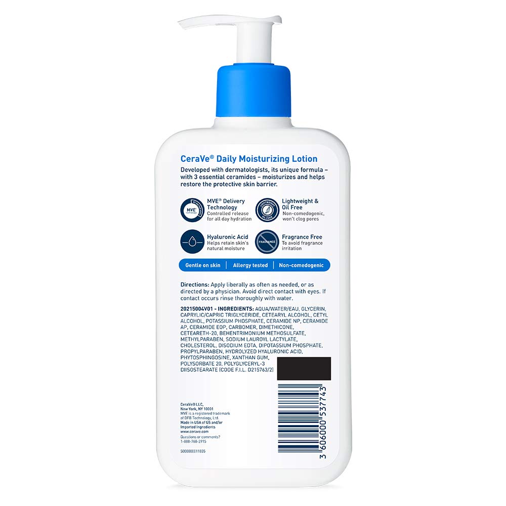 CeraVe Daily Moisturizing Lotion | 12 Ounce | Face & Body Lotion for Dry Skin with Hyaluronic Acid | Fragrance Free: Beauty