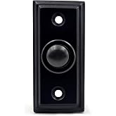 A29 Push Button Doorbell, Cast Iron, Black Powder Coat Finish | 2 1/2 X 1 1/8 in, Vintage Push Button Doorbell, Wired Two Wire Chime System, Weather Resistant Mount, Easy DIY Installation