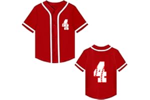 Mowbeat Toddler Baseball Jersey Kids 4th Birthday Shirt Boy 4 Years Old Birthday Jersey Short Sleeve Button Shirts