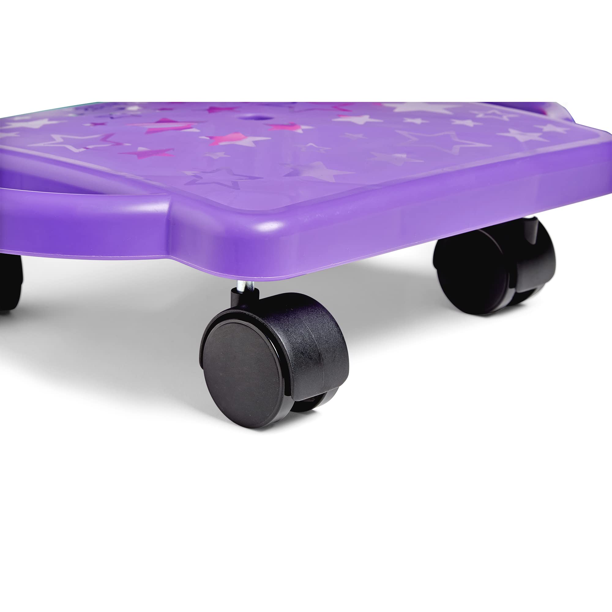 hand2mind Purple Indoor Scooter Board with Safety Handles for Kids Ages 6-12, Plastic Floor Scooter Board with Rollers, Physical Education for Home, Homeschool Supplies (Pack of 1)