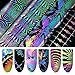 8 sheets FLORESCENT holographic mirror laser NAIL FOILS rainbow unicorns geometric triangles white flower petals NAIL DECALS bohemian flower child hippy dreamcatcher peacock feathers NAIL WRAPS
