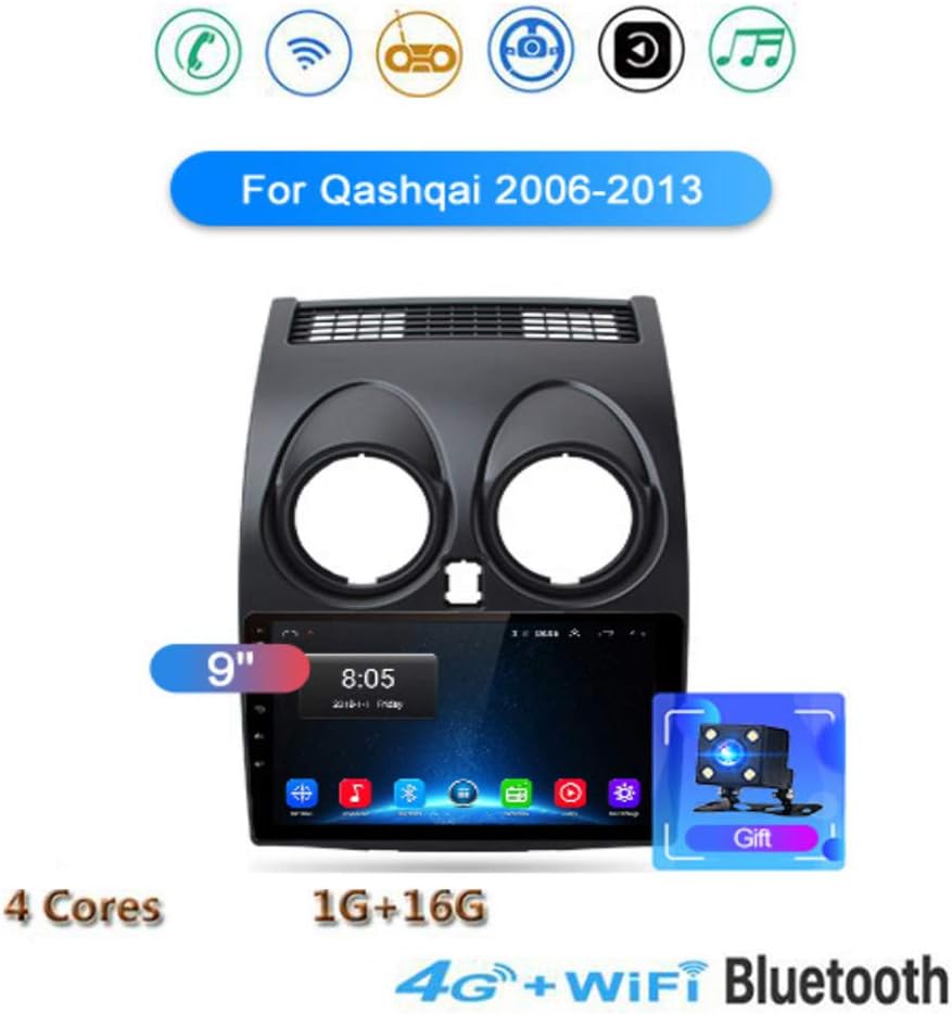Yuahwyehe Double Din Android Car Navigation Stereo with Dual Bluetooth Car Entertainment Multimedia Radio for Nissan Qashqai 2006-2013 GPS Navigation Android Auto DAB WiFi 4G USB