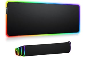 RGB Gaming Mouse Pad, Large Extended 13 Lighting Mode LED Soft Mouse Pad, Non-Slip Rubber Base, Waterproof, Computer Keyboard